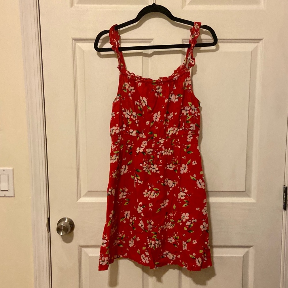 Red floral dress